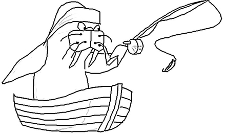 Walrus Fisher  Coloring page