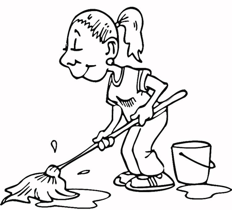 Washing the Floor  Coloring page