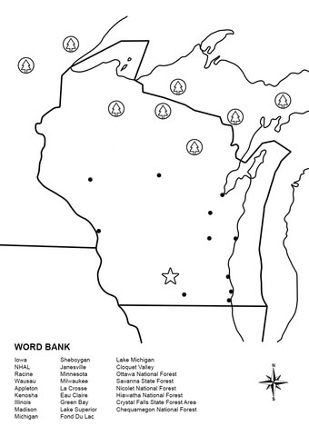 Wisconsin Map Worksheet Coloring page