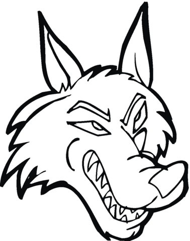 Cartoon wolf head Coloring page