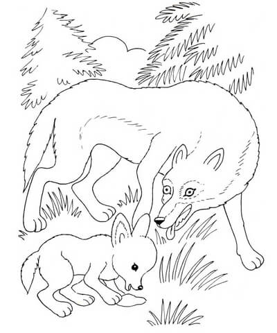 Wolf Mother and Wolf Cub Coloring page