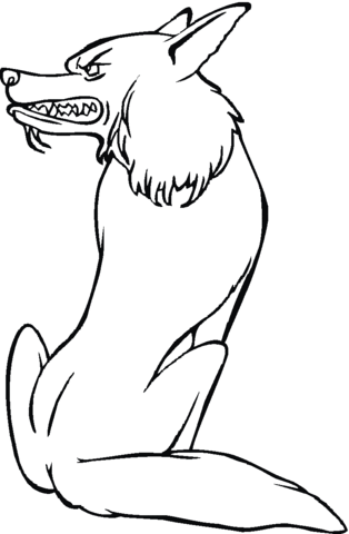 Wolf with scary face Coloring page