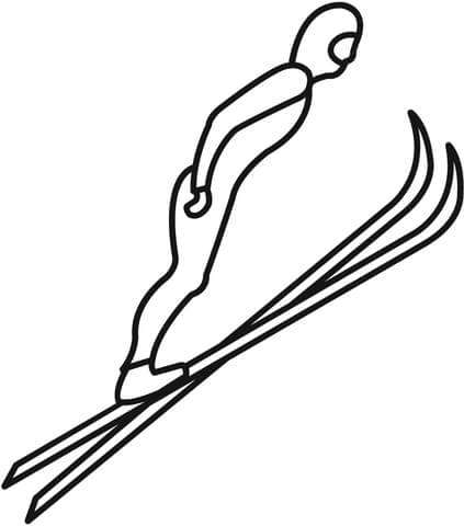 Woman skier Is jumping Coloring page