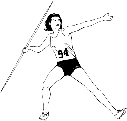 Woman Javelin Throw Coloring page