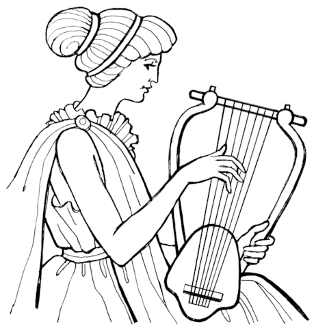 Woman Playing a Lyre Coloring page