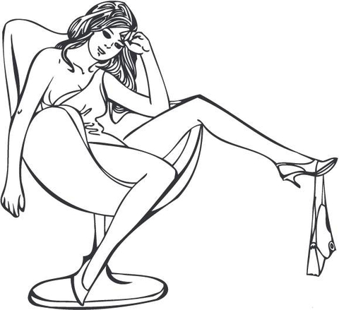 Woman Relaxing Holding a Purse on Her Foot Coloring page