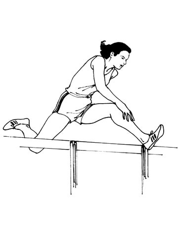 Women Running Hurdles Coloring page