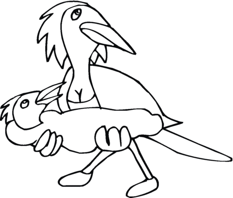 Woodpecker Holds Its Friend Coloring page