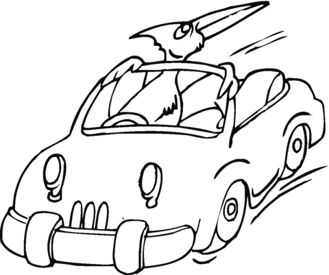 Woodpecker In Car Coloring page