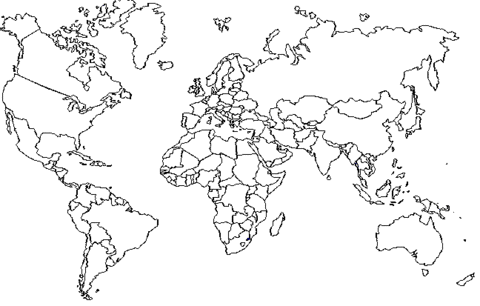 World Map With Boundaries  Coloring page