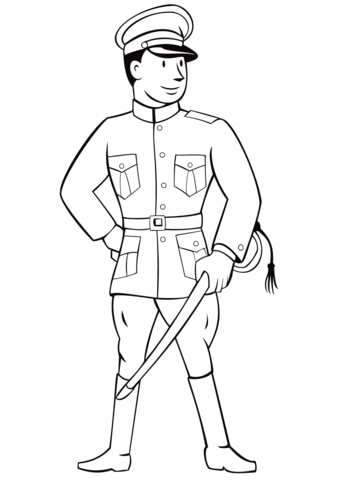 World War 1 Officer Coloring page