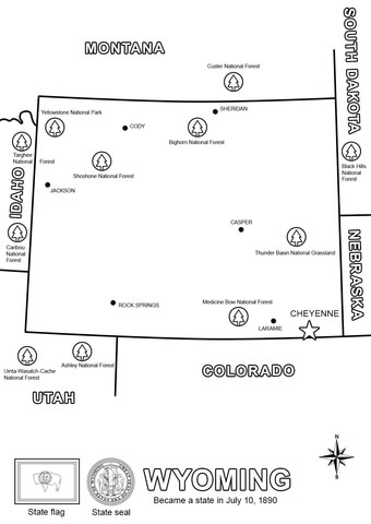 Wyoming  Map  Coloring page