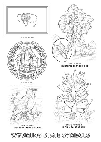 Wyoming State Symbols Coloring page