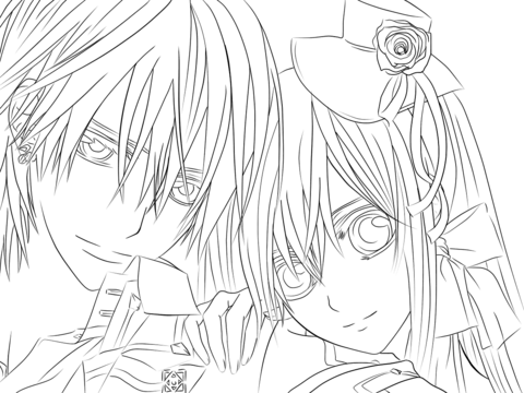 Yuki & Zero from Vampire Knight Coloring page