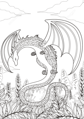 Zentangle Dragon Coloring page